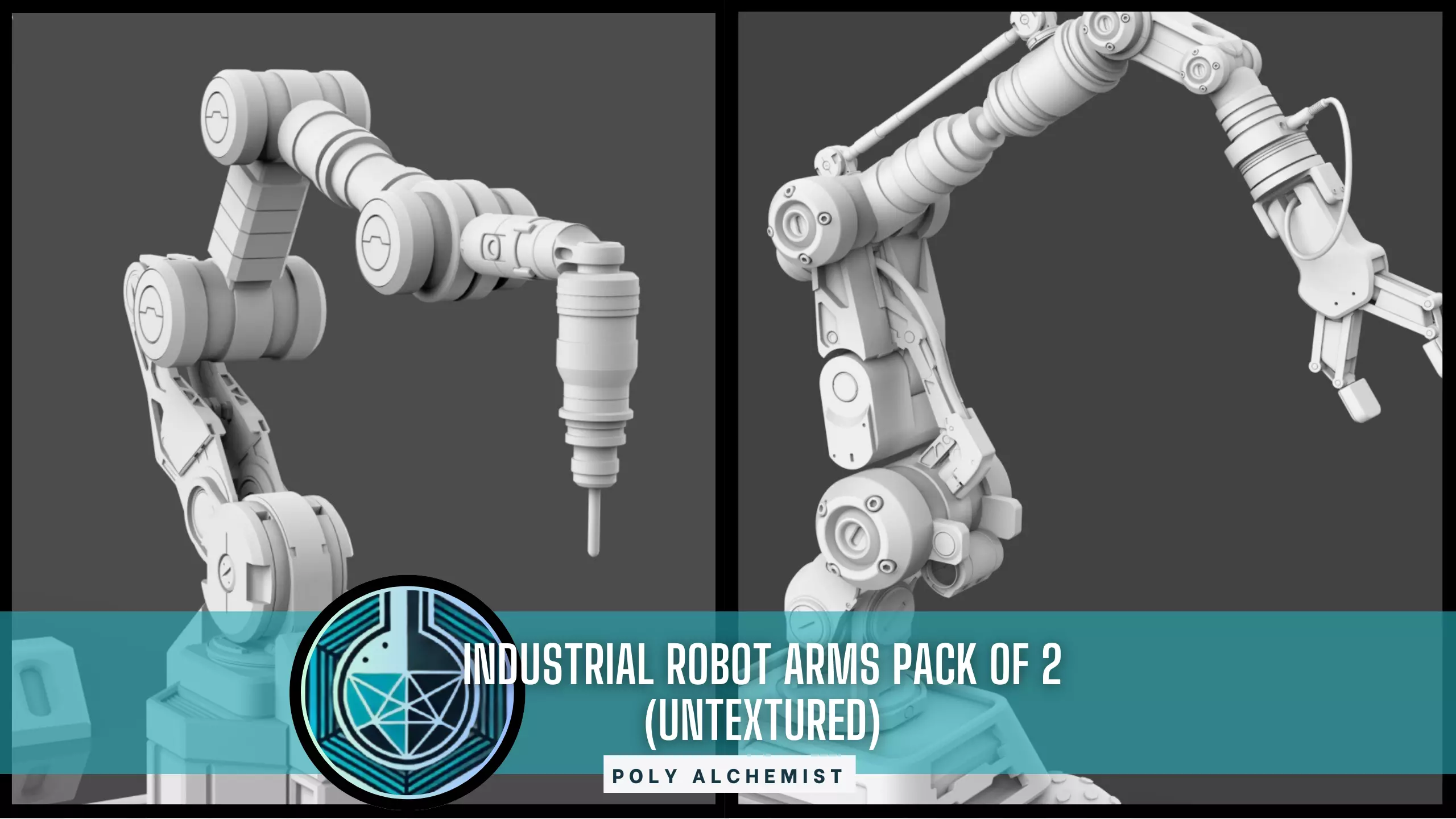 Industrial Robot Arms Pack Of 2  -Untextured  3D model_0