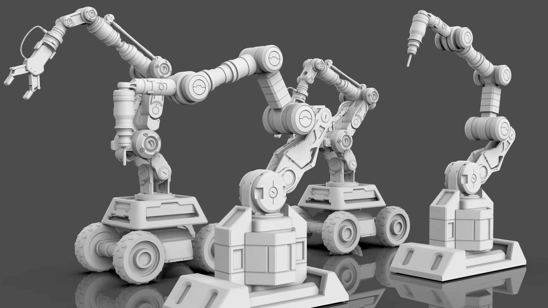 Industrial Robot Arms Pack Of 2  -Untextured  3D model_6