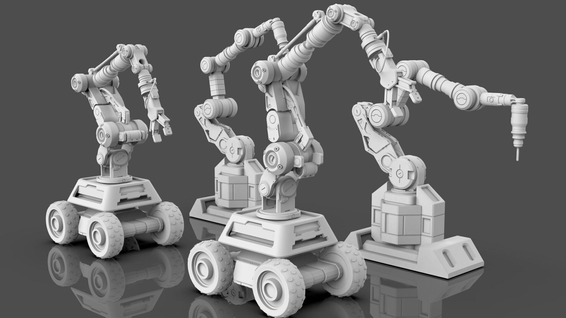 Industrial Robot Arms Pack Of 2  -Untextured  3D model_4