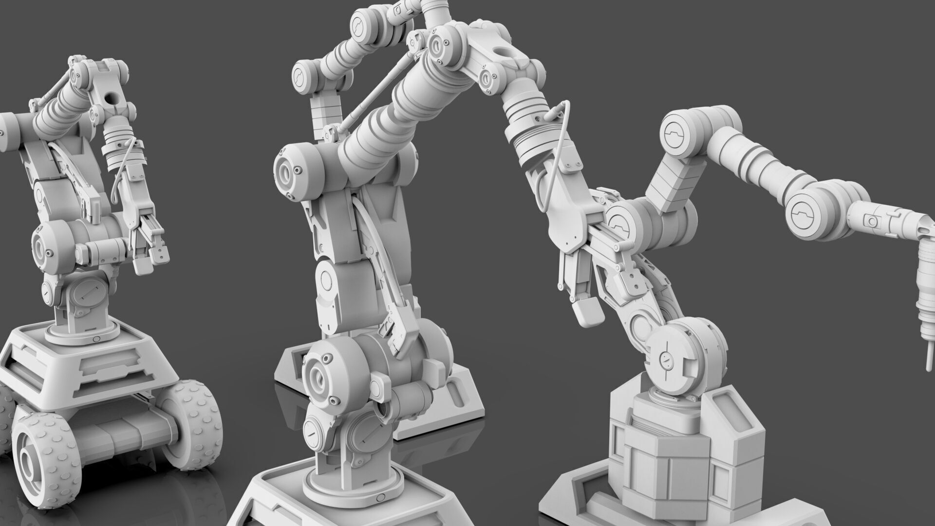 Industrial Robot Arms Pack Of 2  -Untextured  3D model_1