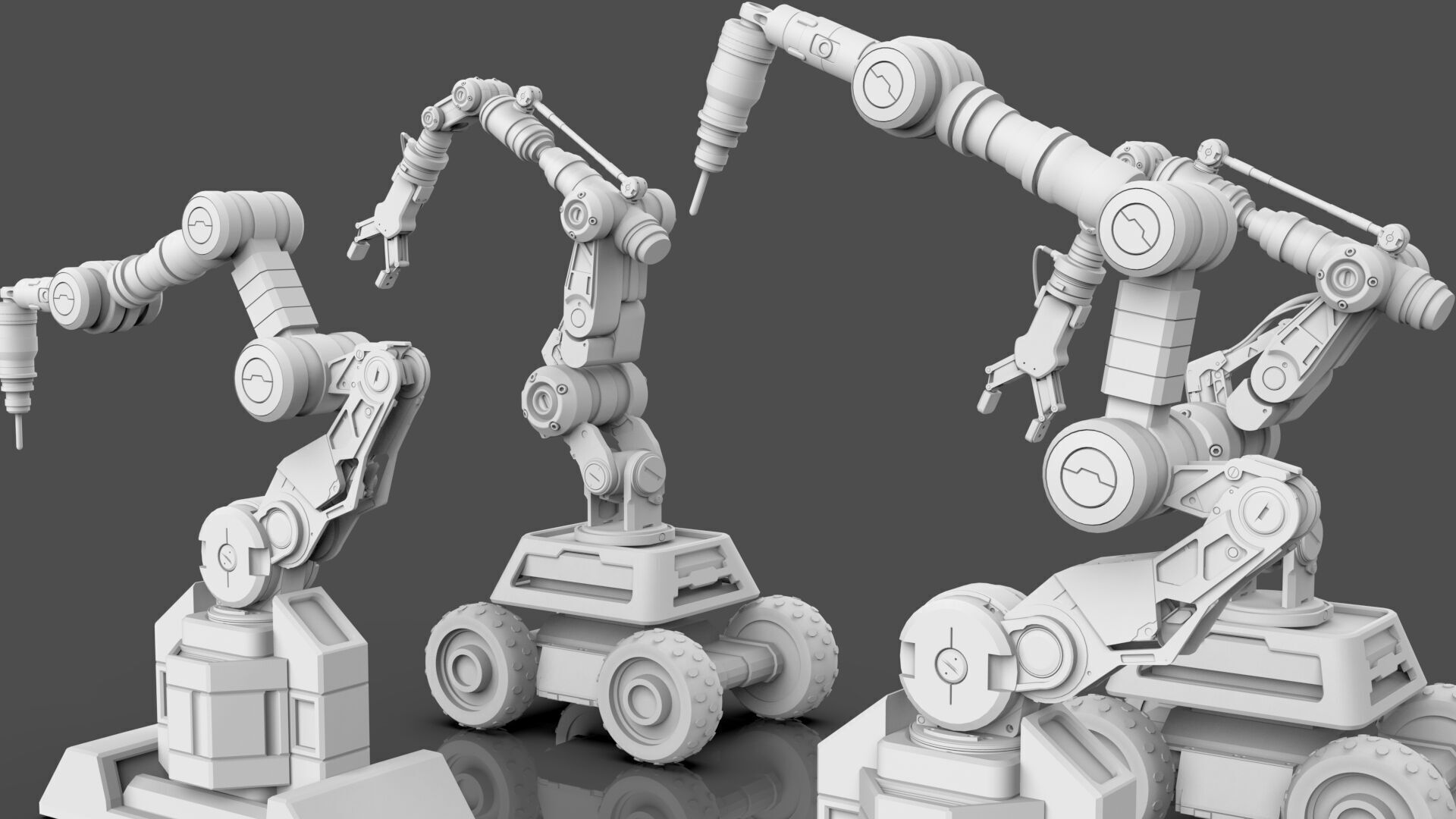 Industrial Robot Arms Pack Of 2  -Untextured  3D model_7