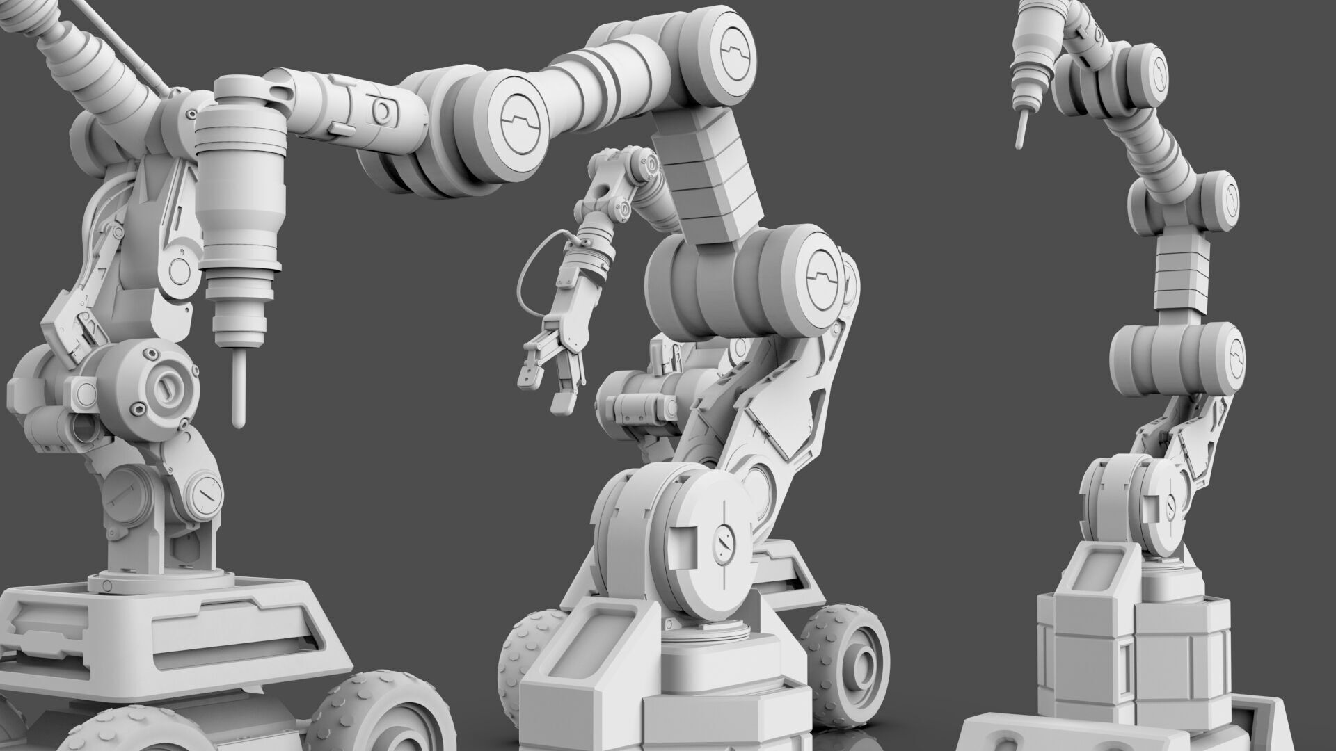 Industrial Robot Arms Pack Of 2  -Untextured  3D model_2