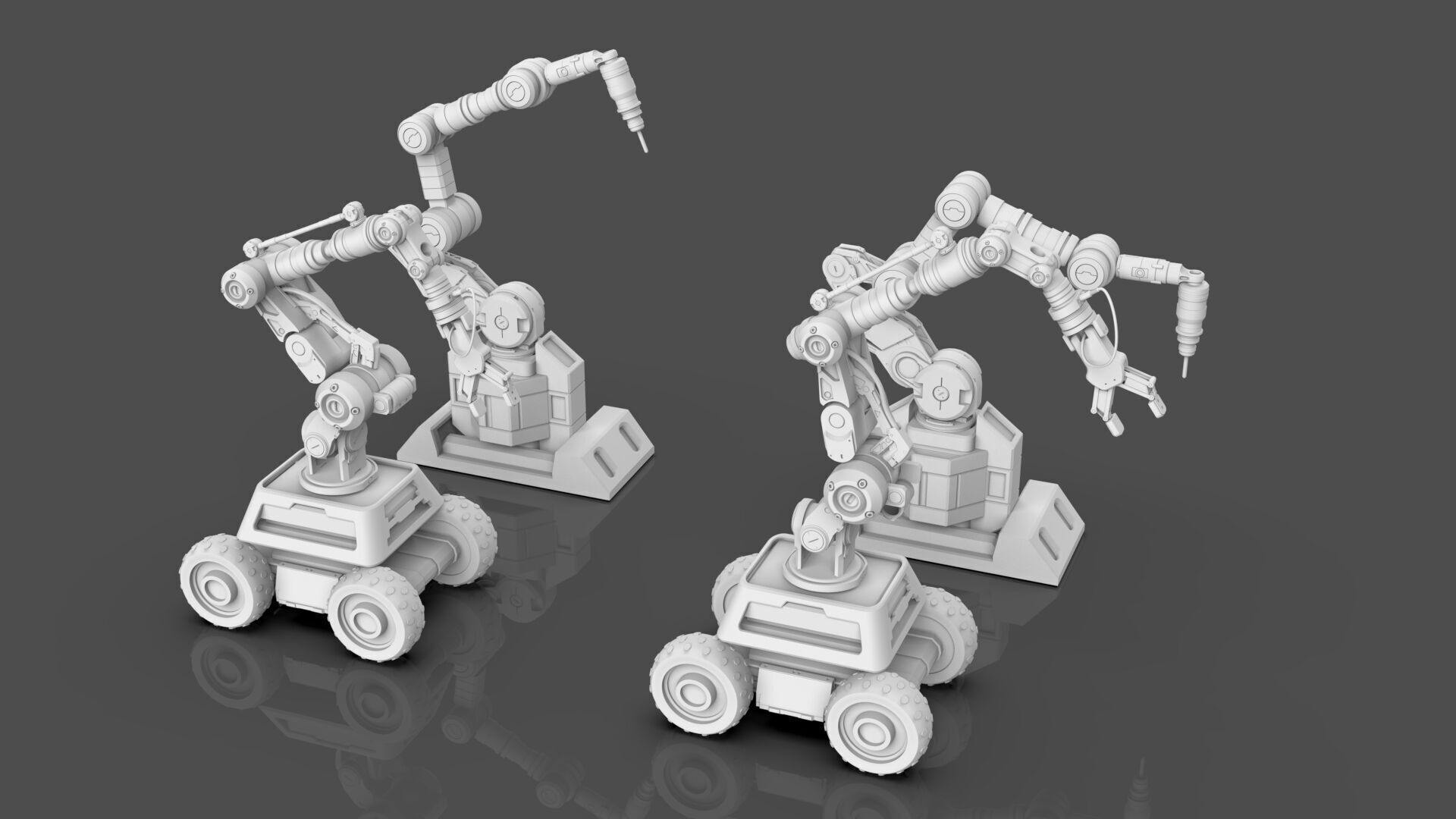 Industrial Robot Arms Pack Of 2  -Untextured  3D model_3