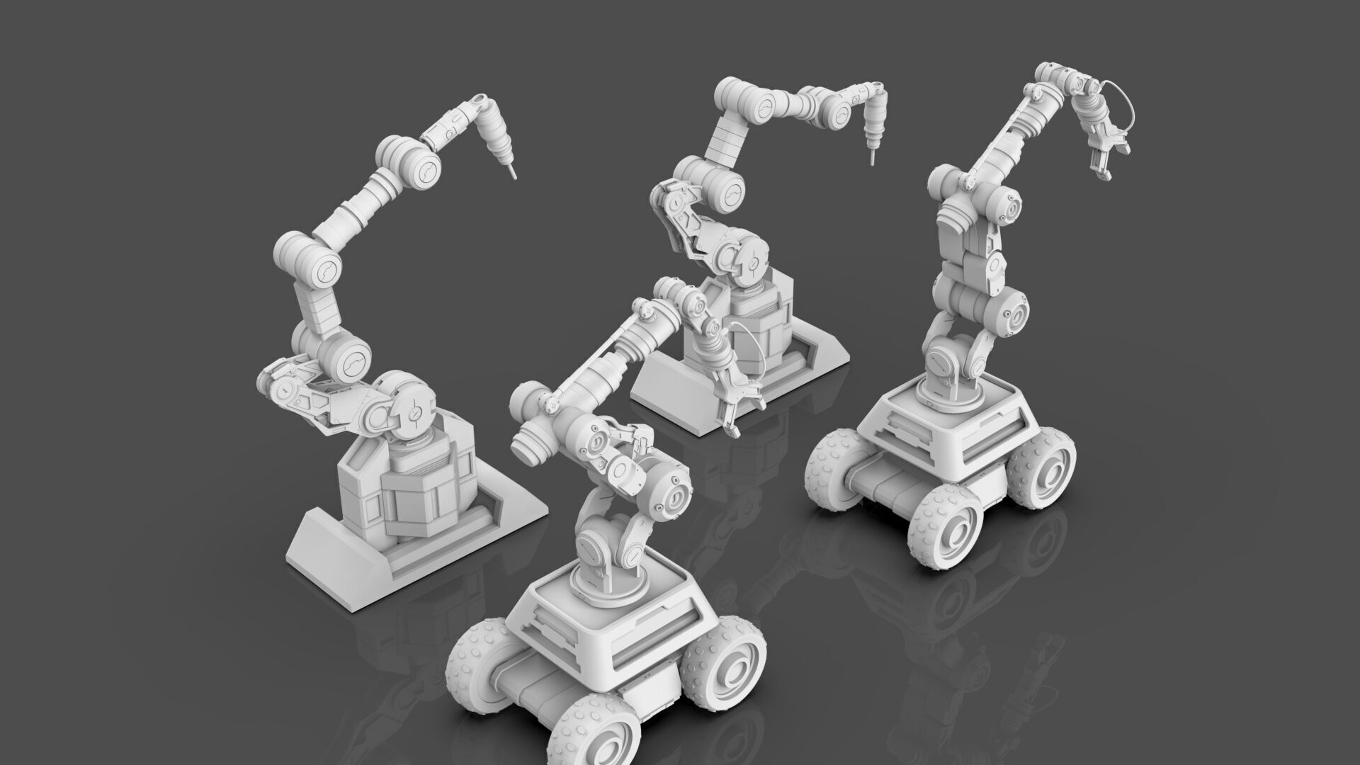 Industrial Robot Arms Pack Of 2  -Untextured  3D model_8