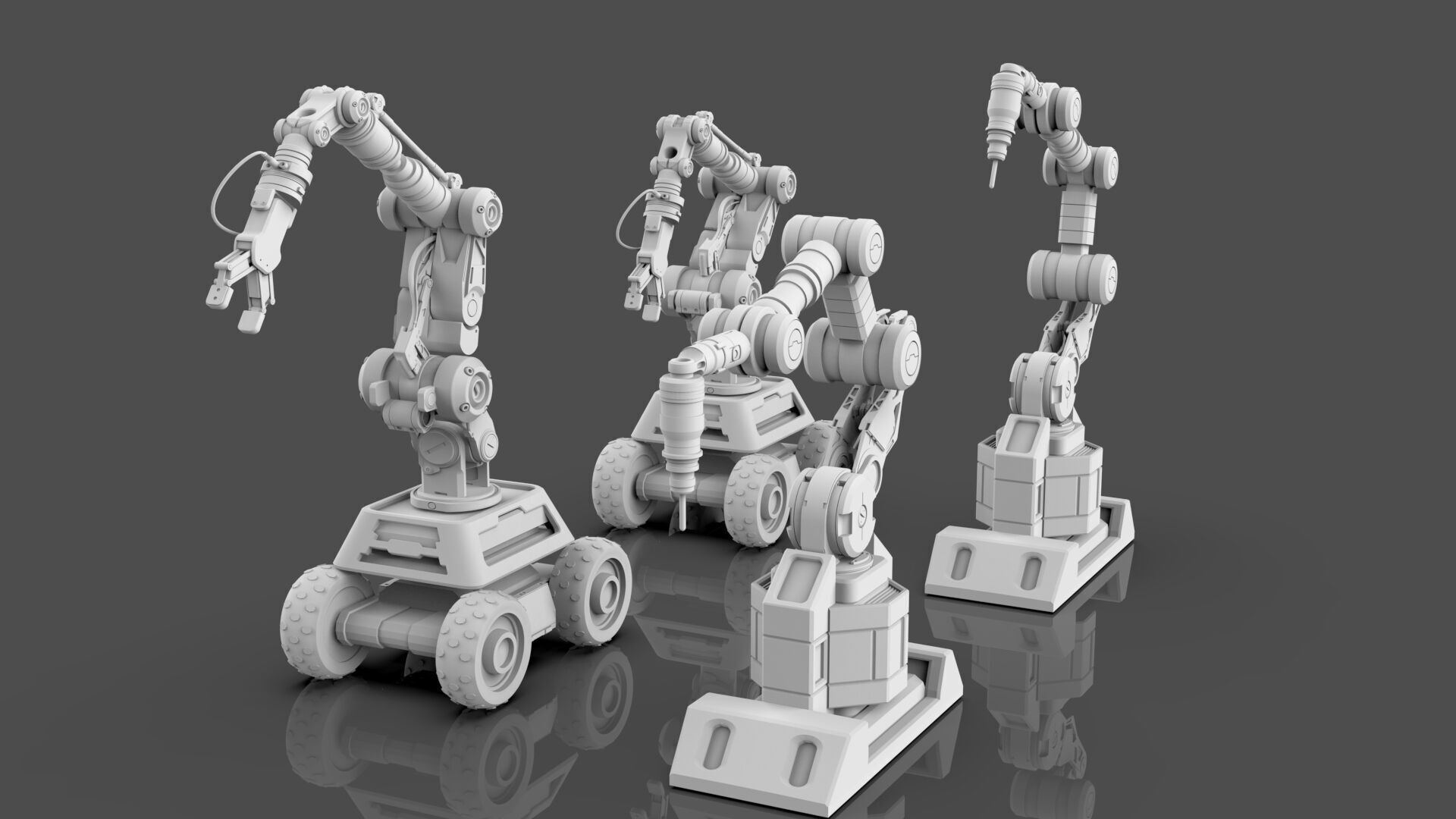 Industrial Robot Arms Pack Of 2  -Untextured  3D model_5