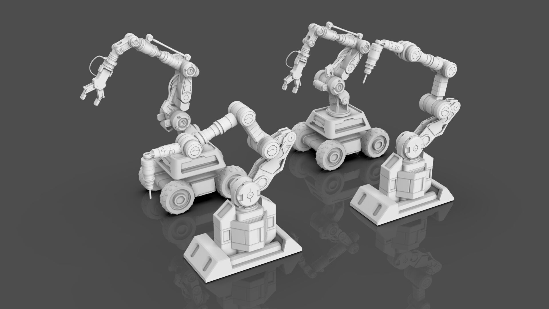 Industrial Robot Arms Pack Of 2  -Untextured  3D model_9