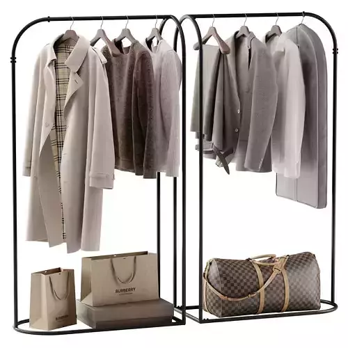 Rack with clothes 03 3D model