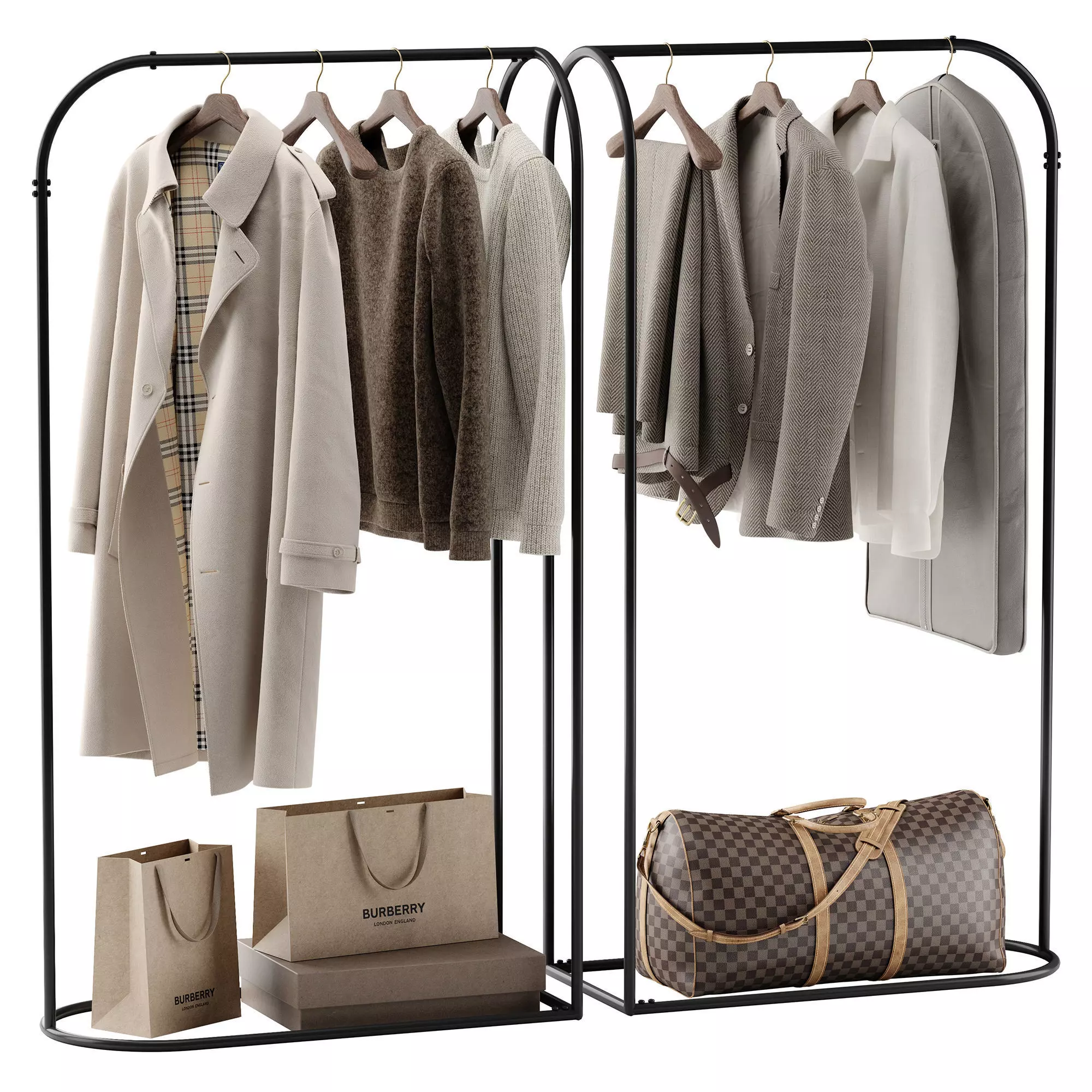 Rack with clothes 03 3D model_0