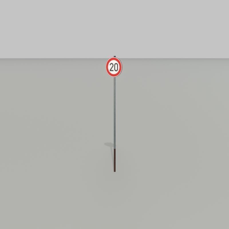 Traffic sign 274-20 Speed limit 20 km h Size-2 Low-poly 3D model_34