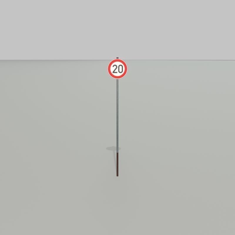 Traffic sign 274-20 Speed limit 20 km h Size-2 Low-poly 3D model_21