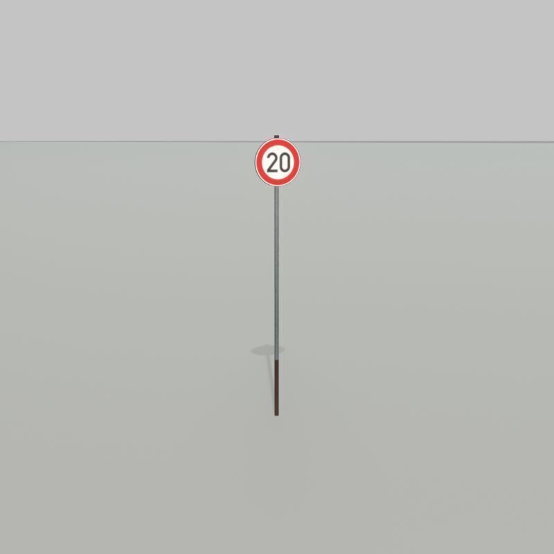 Traffic sign 274-20 Speed limit 20 km h Size-2 Low-poly 3D model_33