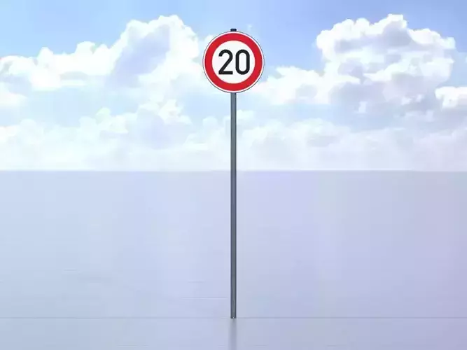 Traffic sign 274-20 Speed limit 20 km h Size-2 Low-poly 3D model