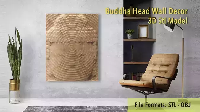 Buddha Head Wall Decor 3D print model