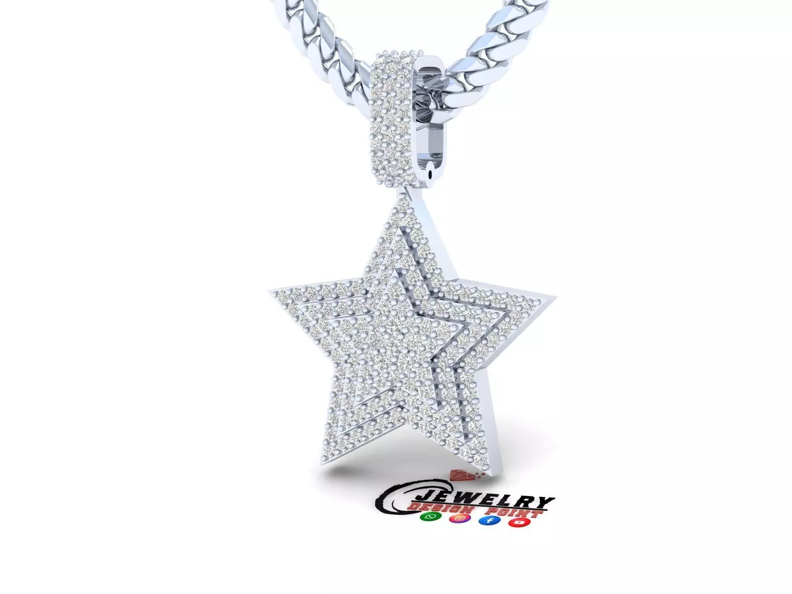 Custom Star Triple Layer Pendant - Star Diamond Necklace 3D print model