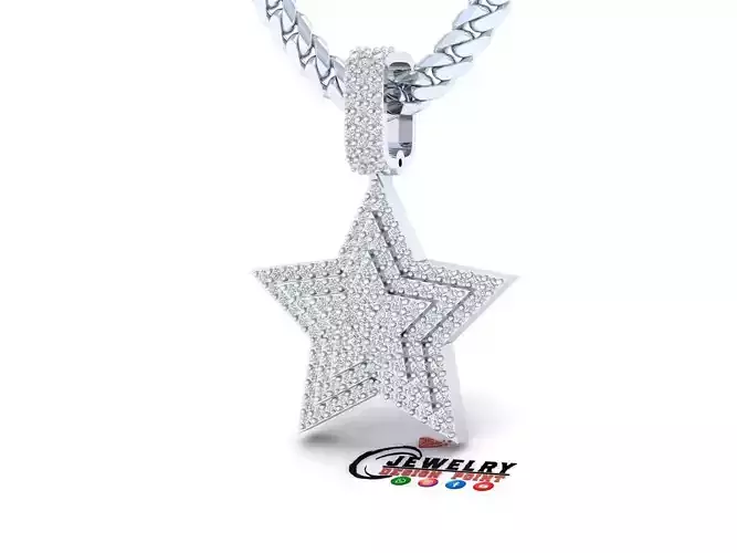 Custom Star Triple Layer Pendant - Star Diamond Necklace