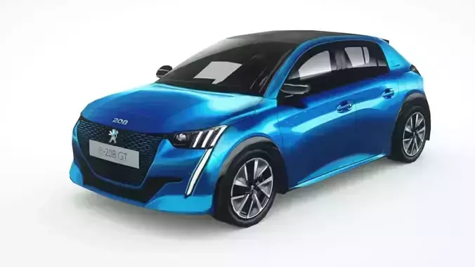 Peugeot e-208 2020 Low-poly 3D model