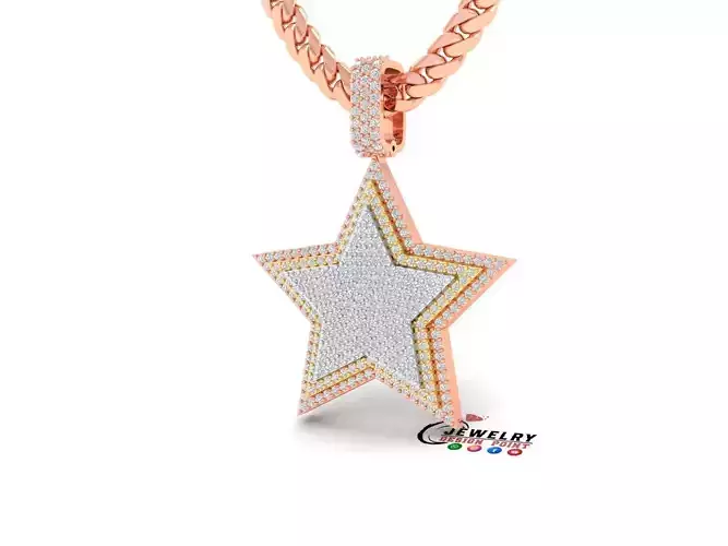 Custom Star Triple Layer Pendant - Star Diamond Necklace