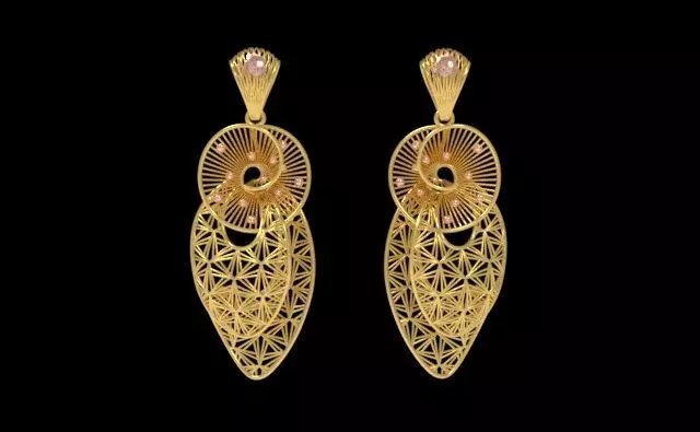 Fusion Gold Earrings A02 3D print model