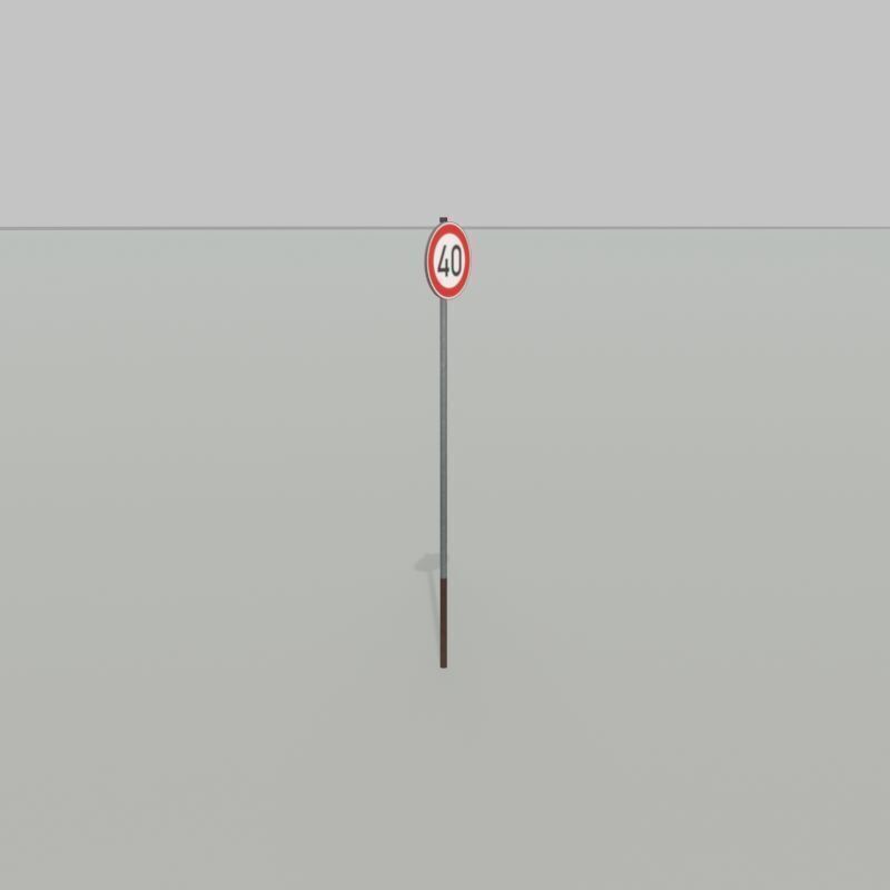 Traffic sign 274-40 Speed limit 40 km h Size-2 Low-poly 3D model_30