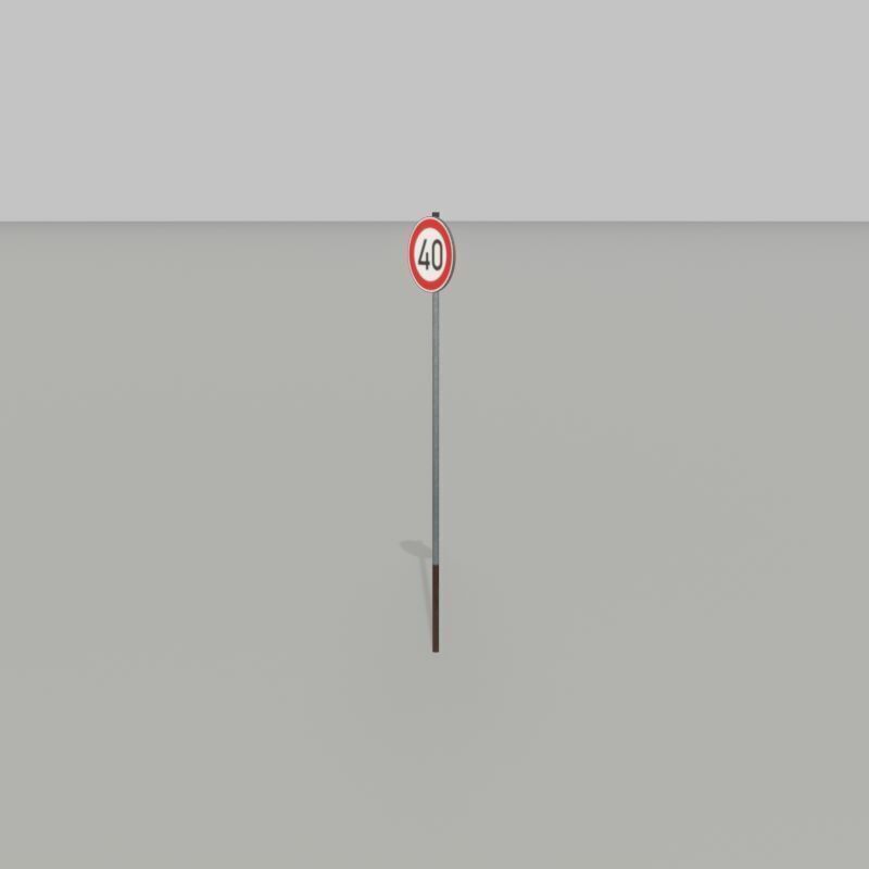 Traffic sign 274-40 Speed limit 40 km h Size-2 Low-poly 3D model_35