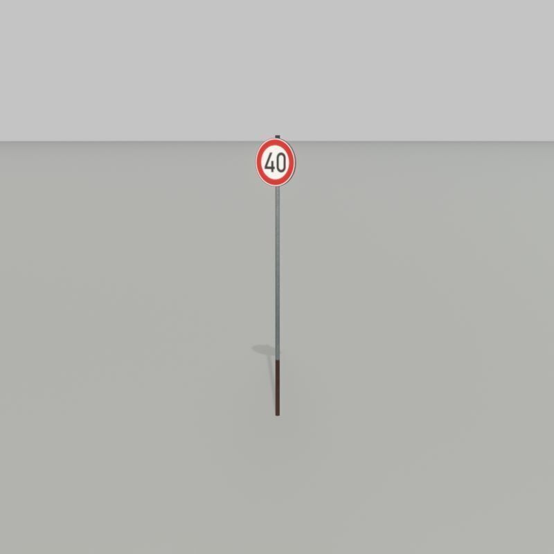 Traffic sign 274-40 Speed limit 40 km h Size-2 Low-poly 3D model_34