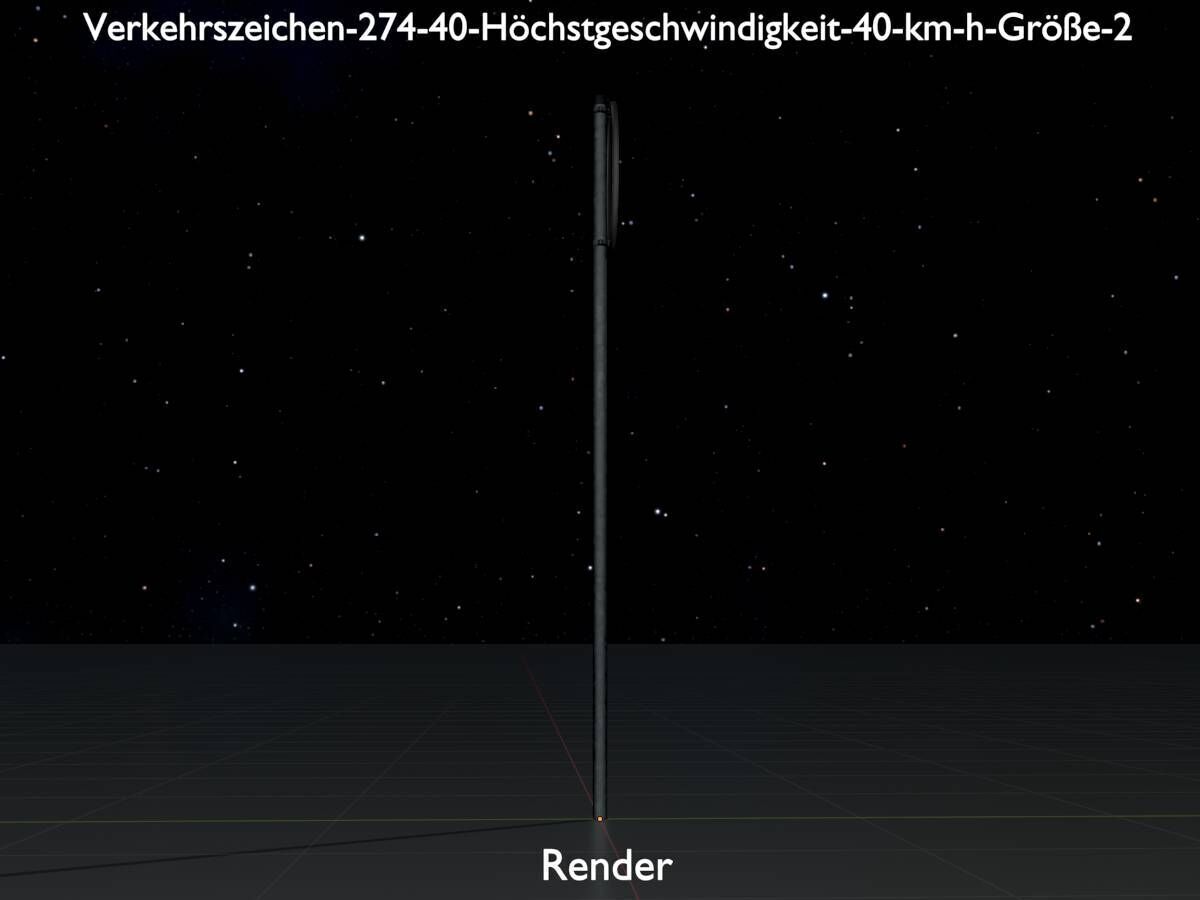 Traffic sign 274-40 Speed limit 40 km h Size-2 Low-poly 3D model_16