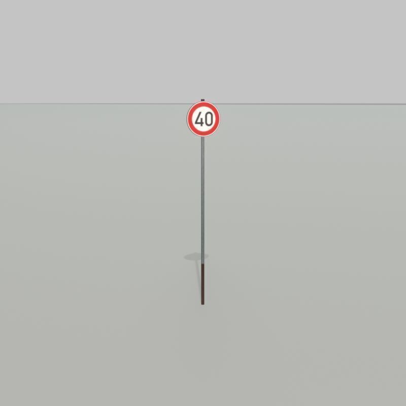 Traffic sign 274-40 Speed limit 40 km h Size-2 Low-poly 3D model_33