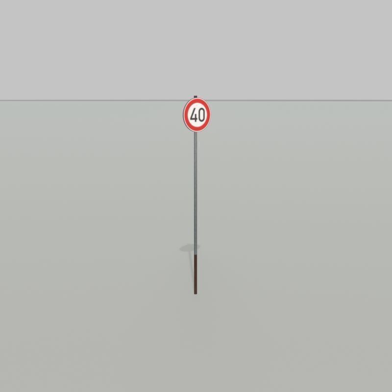 Traffic sign 274-40 Speed limit 40 km h Size-2 Low-poly 3D model_31