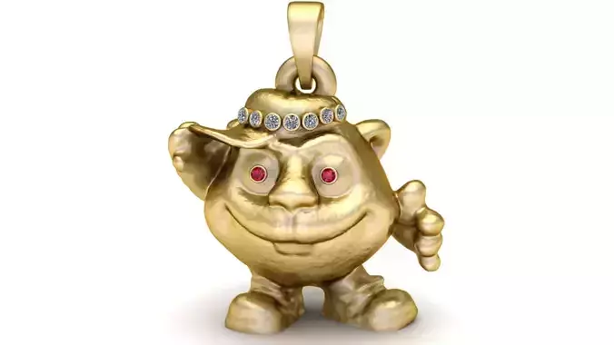GOLDEN CARTOON CHARACTER PENDANT 3D PRINTABLE MODEL 