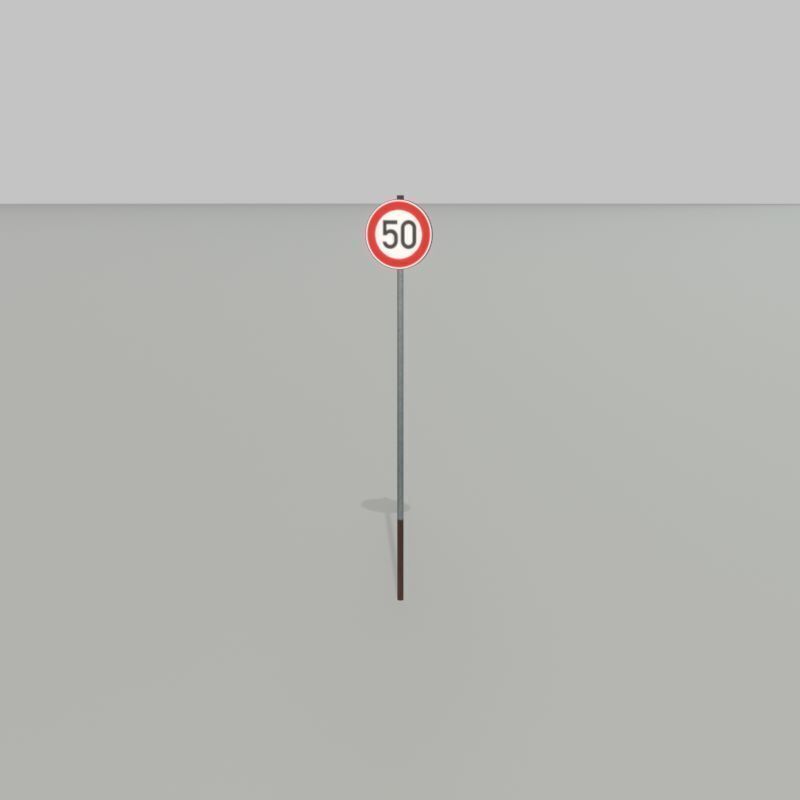 Traffic sign 274-50 Speed limit 50 km h Size-2 Low-poly 3D model_32