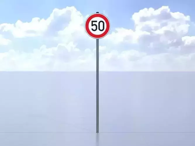 Traffic sign 274-50 Speed limit 50 km h Size-2 Low-poly 3D model