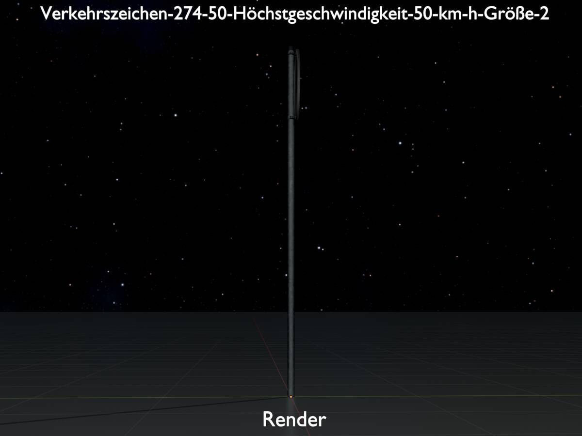 Traffic sign 274-50 Speed limit 50 km h Size-2 Low-poly 3D model_16