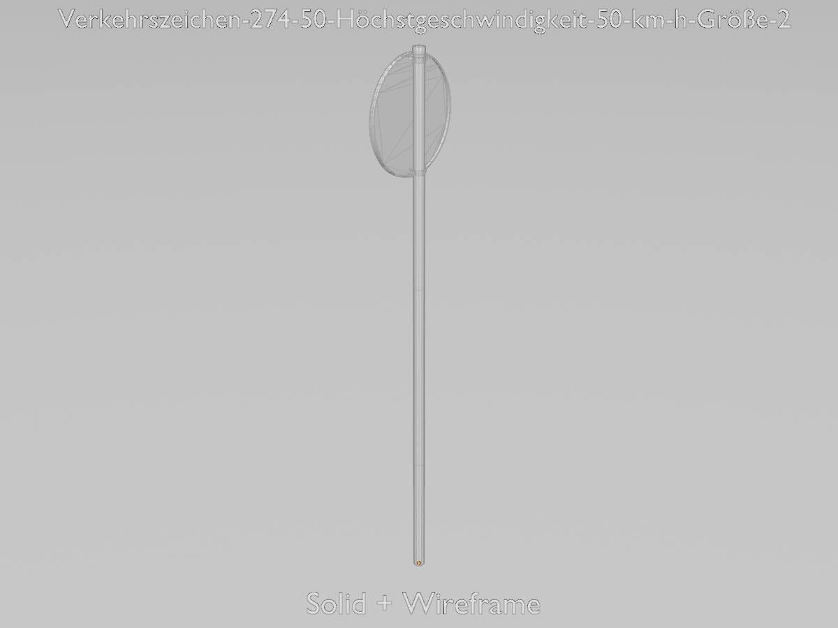 Traffic sign 274-50 Speed limit 50 km h Size-2 Low-poly 3D model_10