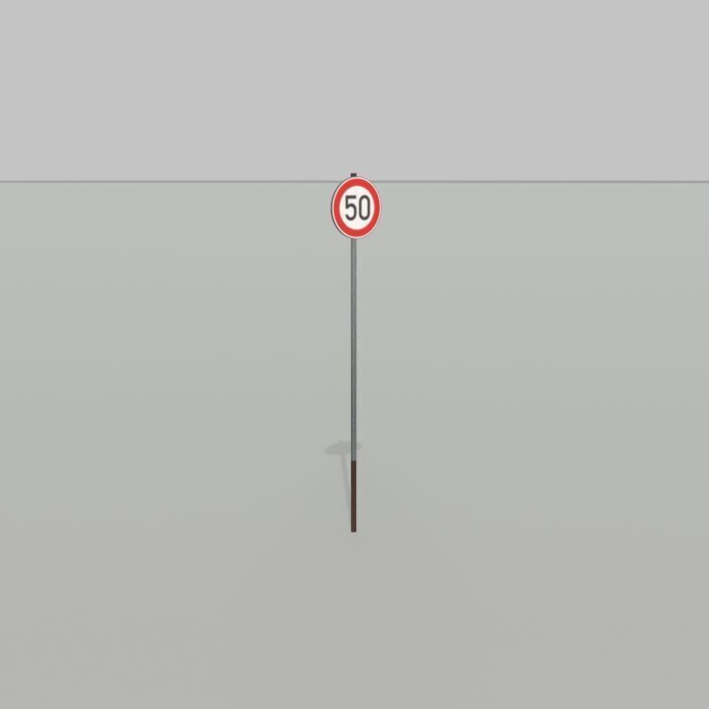 Traffic sign 274-50 Speed limit 50 km h Size-2 Low-poly 3D model_31