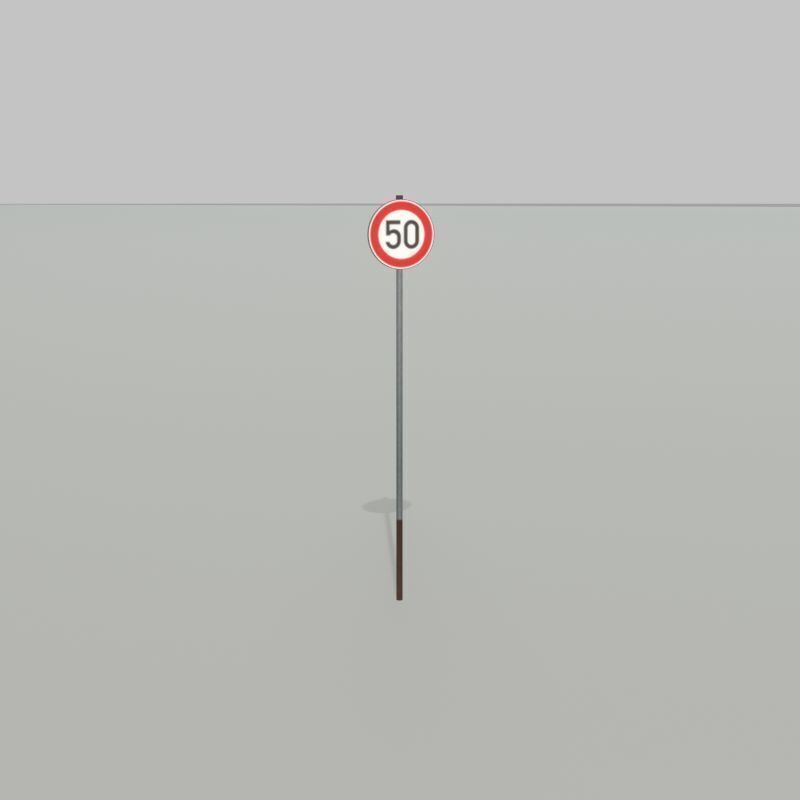 Traffic sign 274-50 Speed limit 50 km h Size-2 Low-poly 3D model_33