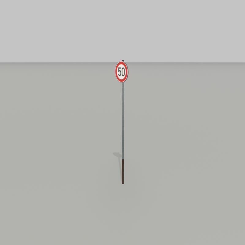 Traffic sign 274-50 Speed limit 50 km h Size-2 Low-poly 3D model_35