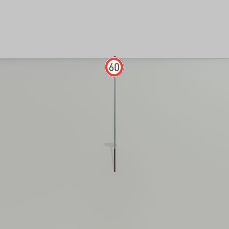 Traffic sign 274-60 Speed limit 60 km h Size-2 Low-poly 3D model_32
