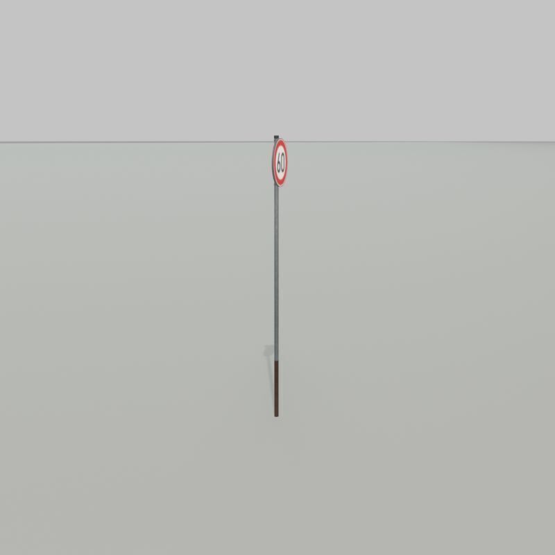 Traffic sign 274-60 Speed limit 60 km h Size-2 Low-poly 3D model_29