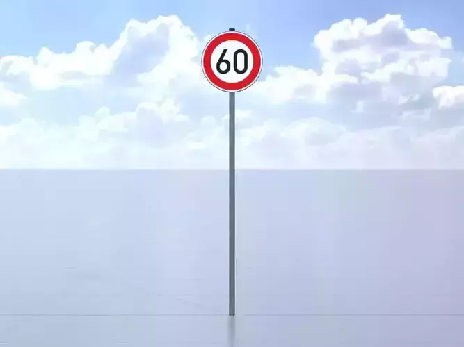 Traffic sign 274-60 Speed limit 60 km h Size-2 Low-poly 3D model