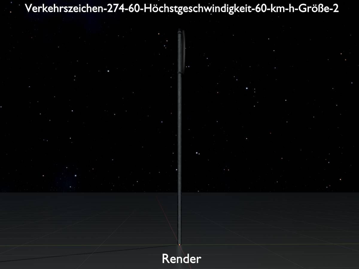 Traffic sign 274-60 Speed limit 60 km h Size-2 Low-poly 3D model_16