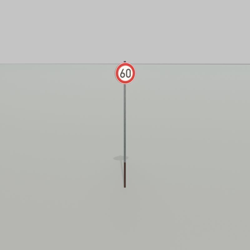 Traffic sign 274-60 Speed limit 60 km h Size-2 Low-poly 3D model_33