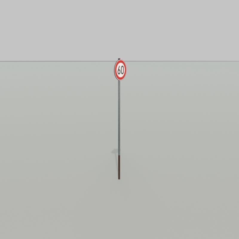 Traffic sign 274-60 Speed limit 60 km h Size-2 Low-poly 3D model_30