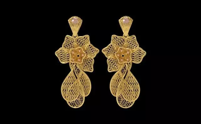 Fusion Gold Earrings A06 3D print model