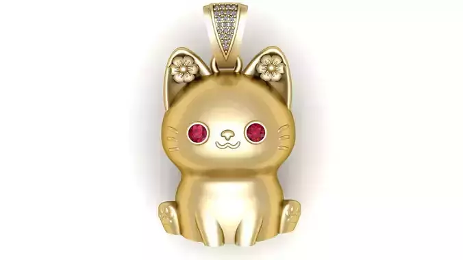GOLDEN CAT LUCKY PENDANT 3D PRINTABLE MODEL 