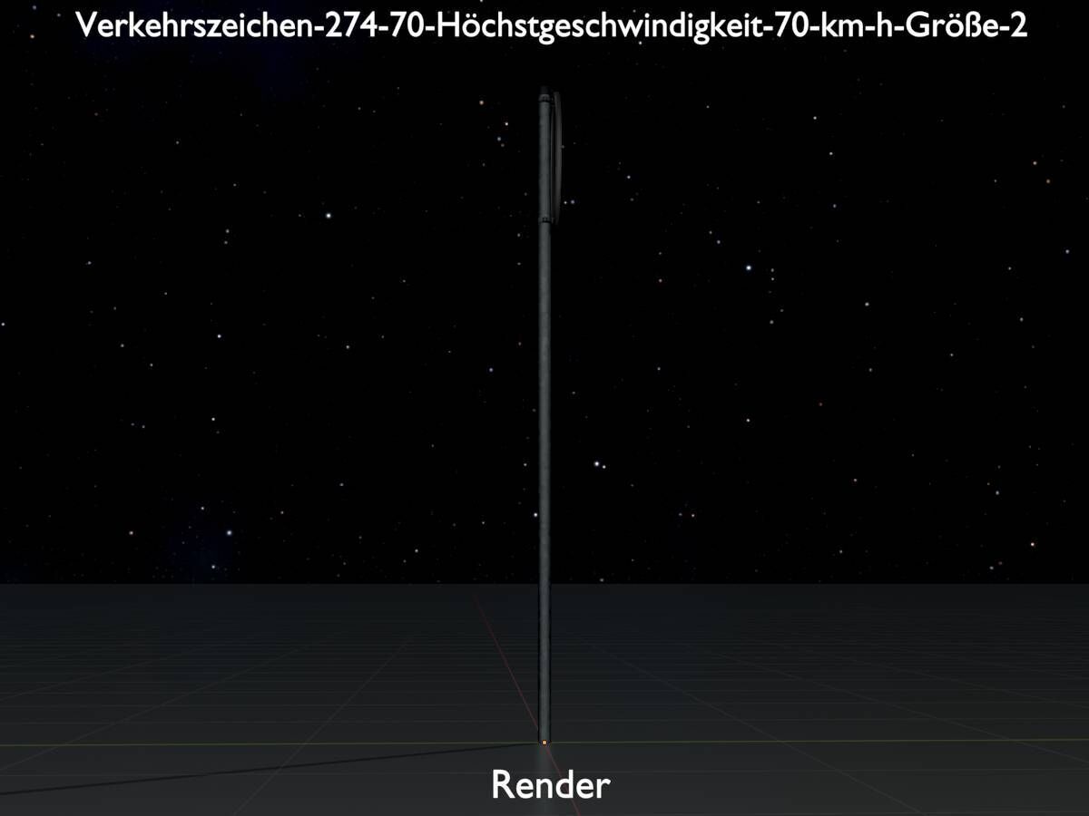 Traffic sign 274-70 Speed limit 70 km h Size-2 Low-poly 3D model_16