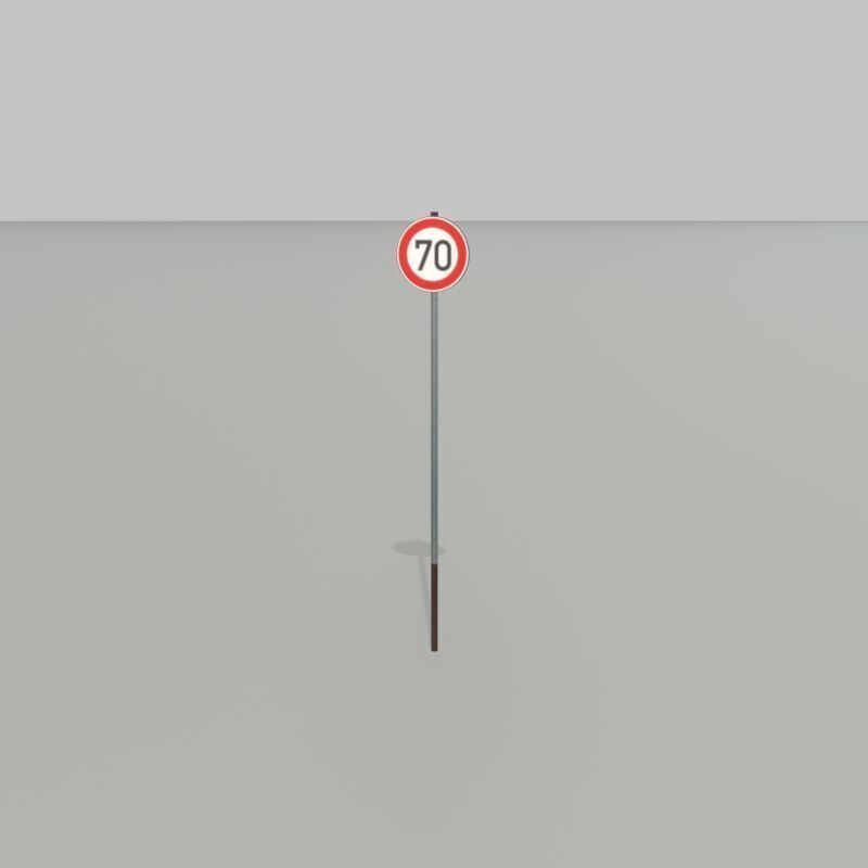 Traffic sign 274-70 Speed limit 70 km h Size-2 Low-poly 3D model_32