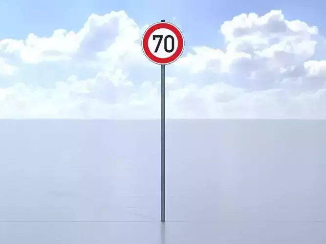Traffic sign 274-70 Speed limit 70 km h Size-2 Low-poly 3D model