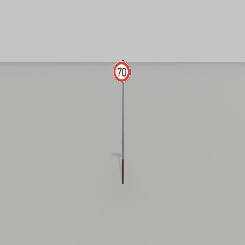 Traffic sign 274-70 Speed limit 70 km h Size-2 Low-poly 3D model_34