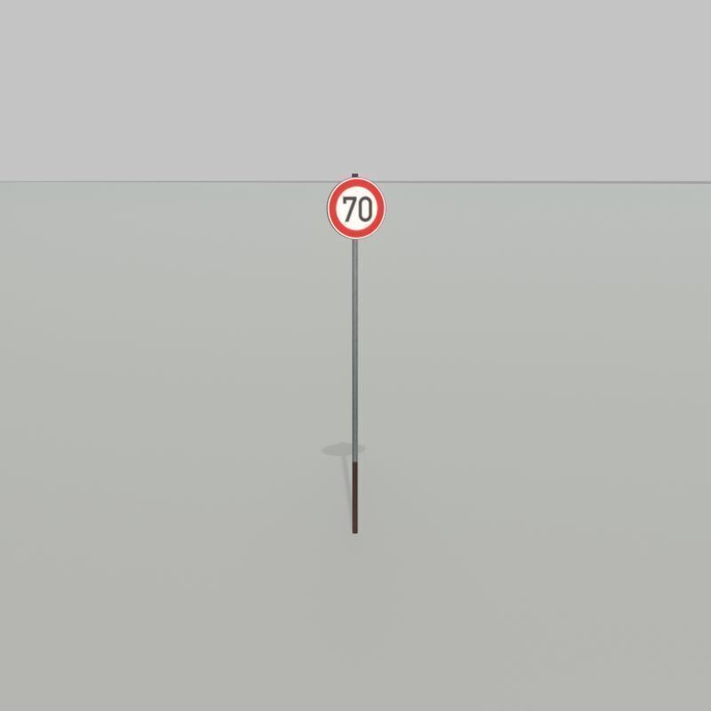 Traffic sign 274-70 Speed limit 70 km h Size-2 Low-poly 3D model_33