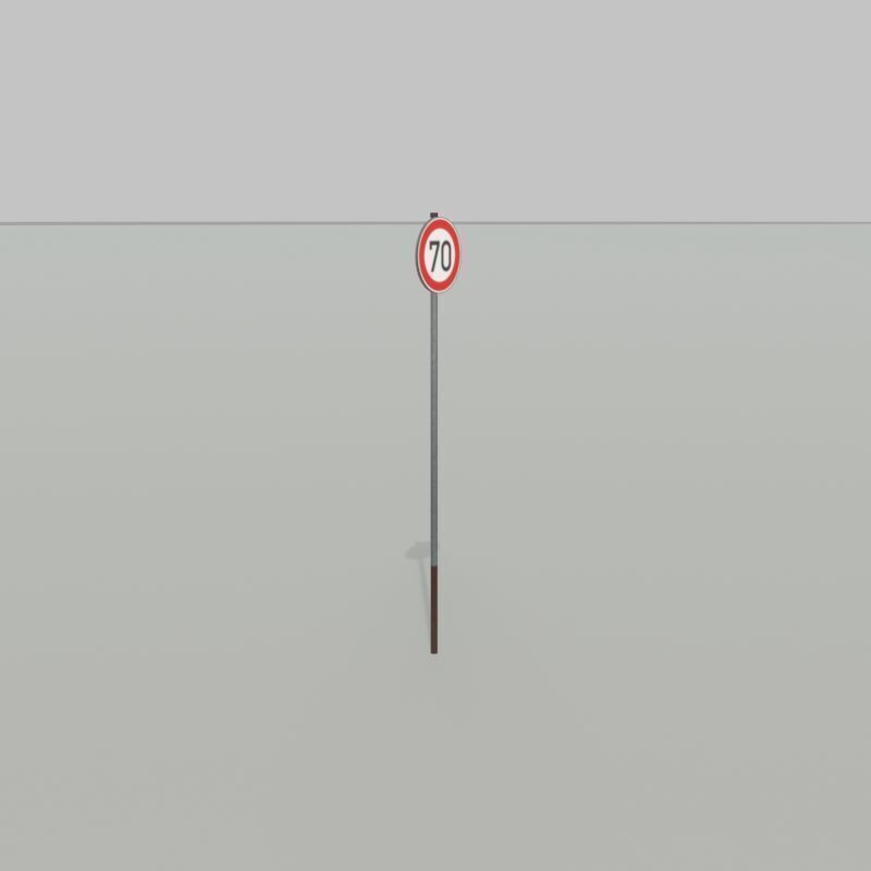 Traffic sign 274-70 Speed limit 70 km h Size-2 Low-poly 3D model_30